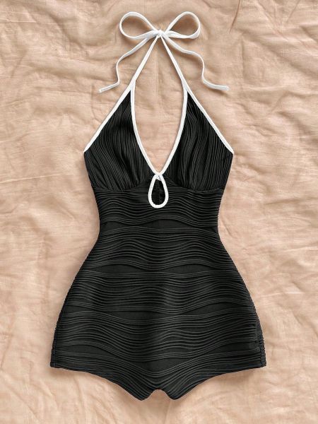 Hanging neck one-piece bikini camisole jumpsuit