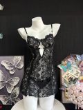 Lace camisole tight slit dress