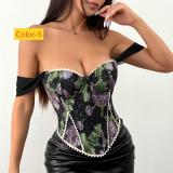 Jacquard court style chest wrapped fishbone chest cotton vest