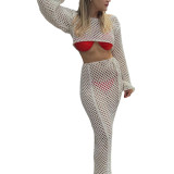 Waist long sleeved knitted sweater, high waisted waist, hip hugging skirt set