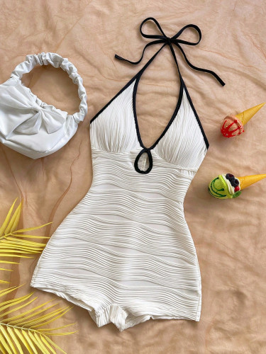 Hanging neck one-piece bikini camisole jumpsuit
