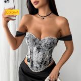 Jacquard court style chest wrapped fishbone chest cotton vest