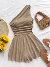 Shoulderless A-line short skirt