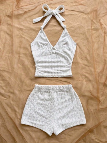 Hanging neck V-neck sleeveless backless dress