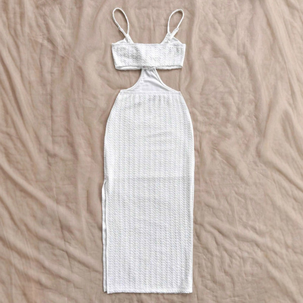 Waist cinching suspender long skirt