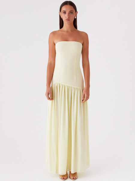 Splicing strapless long skirt