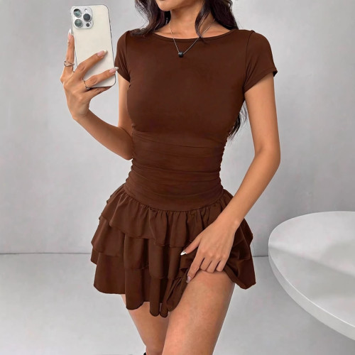 Round neck short sleeved skirt princess cake skirt