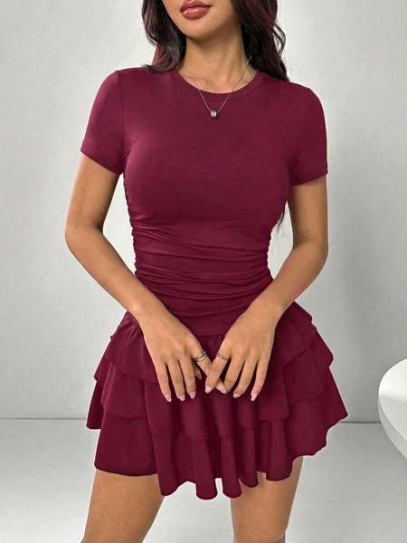 Multi layered ruffled cake skirt short skirt