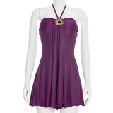 Strapless neck hanging ribbon dress