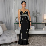 Sleeveless sling bubble bead jumpsuit