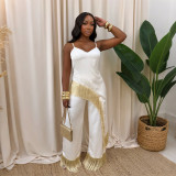 Two piece set of tank top and loose wide leg pants