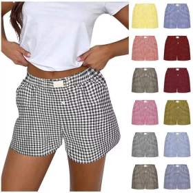 High waisted loose wide leg checkered shorts