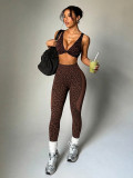 Leopard print yoga suit, underwear, twisted sports pants set