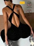 Cross backless one-piece yoga suit