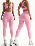 Leopard print yoga suit, underwear, twisted sports pants set