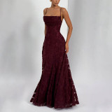 Backless dress, banquet evening dress, long skirt