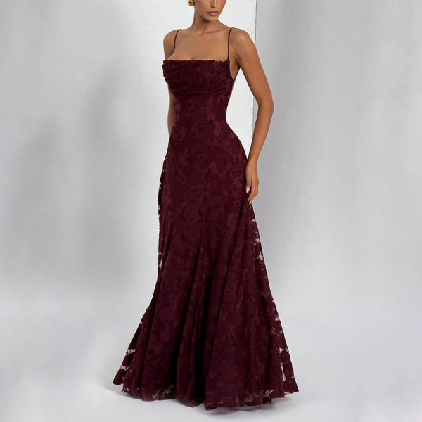 Backless dress, banquet evening dress, long skirt
