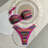 Geometric pattern knotting bikini