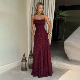 Backless dress, banquet evening dress, long skirt