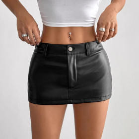 PU leather bag hip skirt