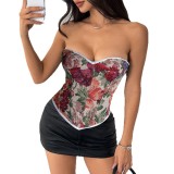 Tight fishbone corset, jacquard strapless tie, external shapewear vest