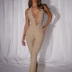 Deep V-neck flared jumpsuit