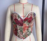 Tight fishbone corset, jacquard strapless tie, external shapewear vest