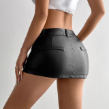 PU leather bag hip skirt