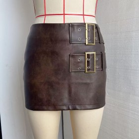 Retro leather short skirt and half skirt