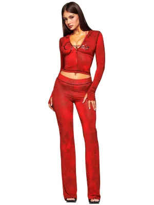 Printed hooded long-sleeved two-piece set HR25071 