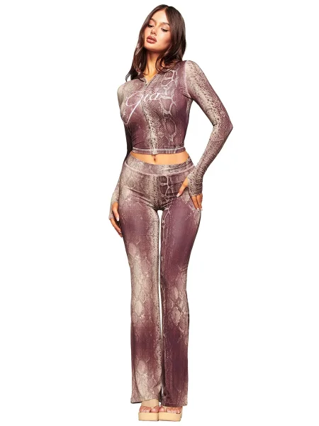 Printed hooded long-sleeved two-piece set HR25071 