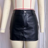 PU leather bag hip skirt