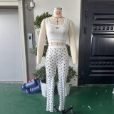 Vest and pants set, crescent print two-piece set
