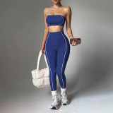 Color blocked chest top, pants, sportswear set