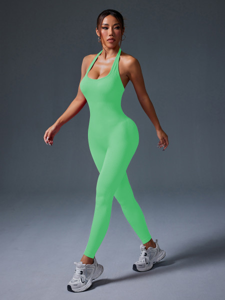 Sports hip lifting and backless jumpsuit