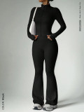 Zipper long sleeved pants flared pants yoga set