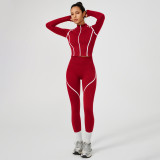 Small stand up collar zipper cardigan jacket tight sports suit