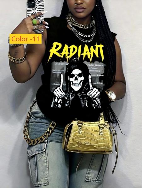 Loose and fun hot stamping loose sleeveless vest