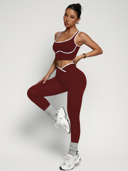 High waisted and hip lifting fitness suit yoga suit two-piece set