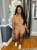 Woven contrasting line top, wide leg elastic buckle sports shorts two-piece set