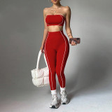Color blocked chest top, pants, sportswear set