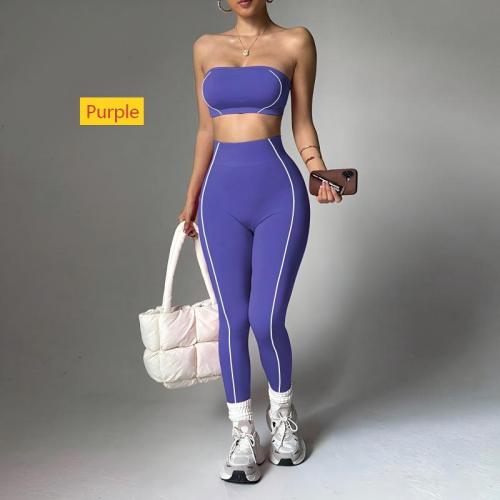 Color blocked chest top, pants, sportswear set