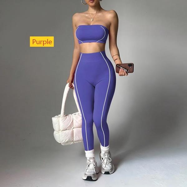 Color blocked chest top, pants, sportswear set