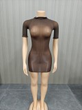 Super elastic glossy body sock skirt nightclub see through skirt