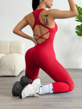 Seamless back tight fitting thread yoga jumpsuit