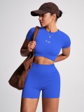 Elastic high waisted sports shorts set