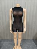 Super elastic glossy body socks, nightclub perspective jumpsuit shorts
