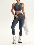Short sleeved vest, high waist, hip lifting pants, yoga suit set