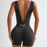 Deep V-waist yoga jumpsuit, fitness suit, tight fitting short style