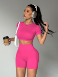Beautiful back short sleeved yoga suit set